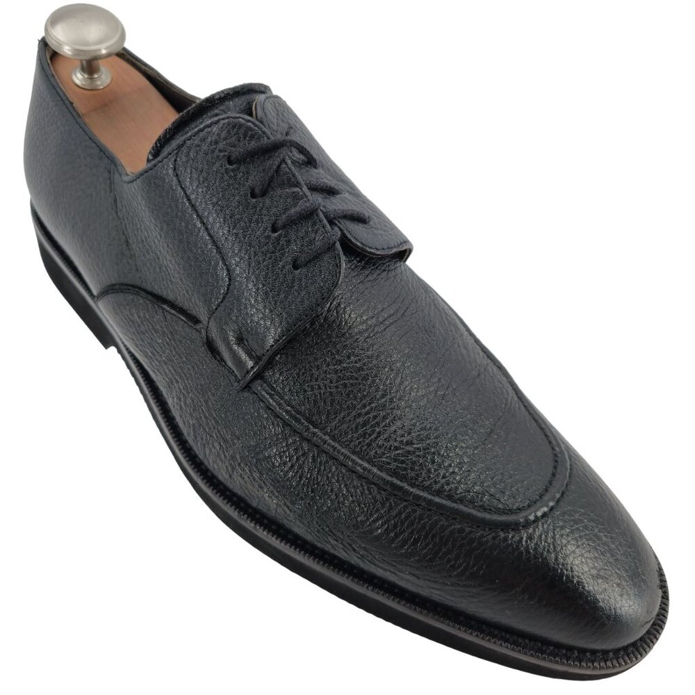 Mezlan Black Textured Deerskin Dress Shoes Mens 12M Lepanto Oxfords Derby Spain